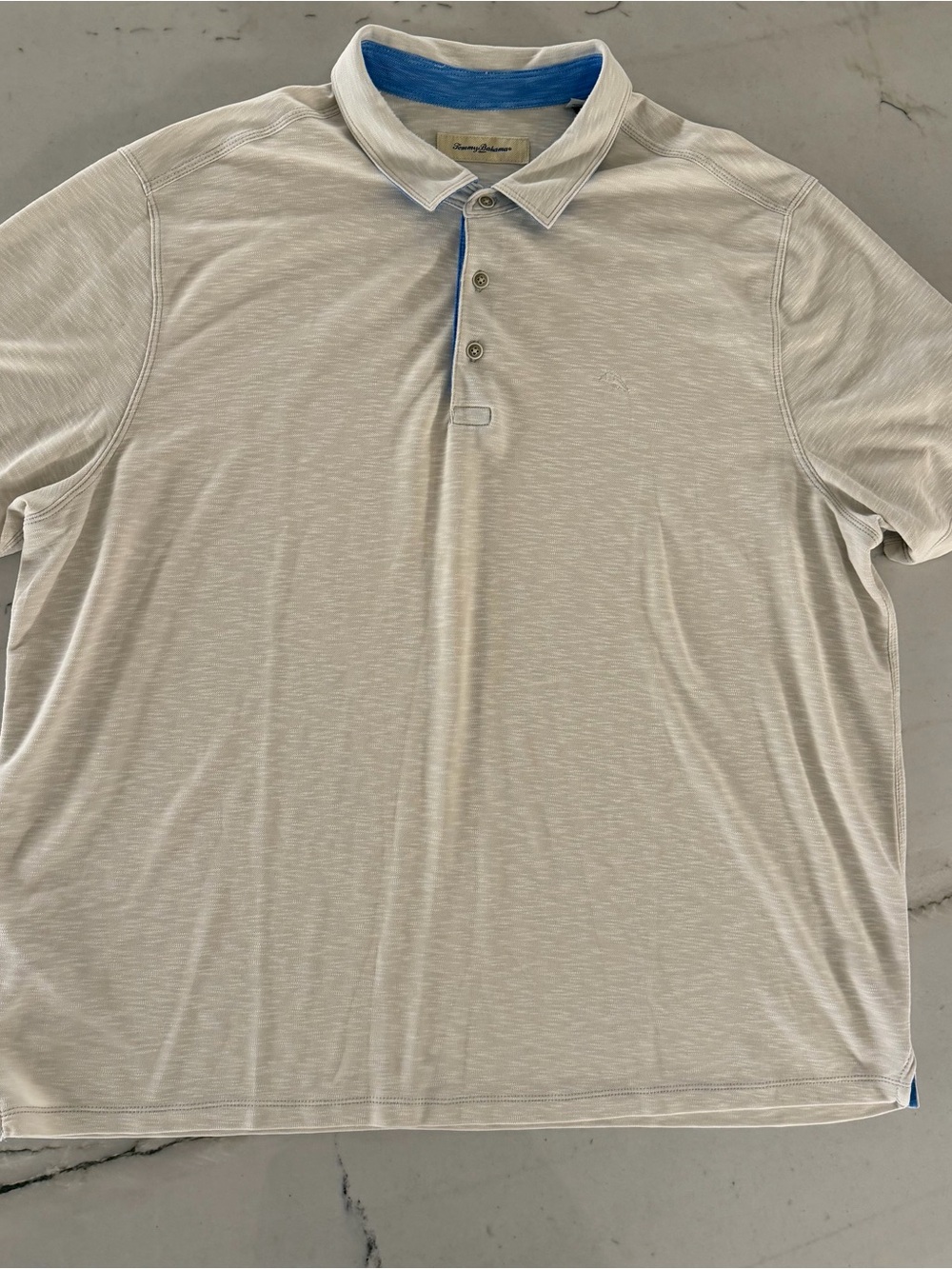 Tommy Bahama Polo Shirt Men 3XL Cream Beige Blend Short Sleeve
